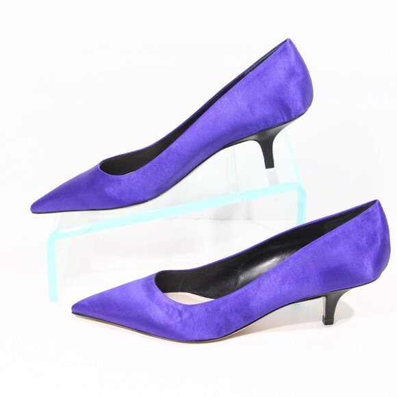 Schutz Sabrina Kitten Heel Pumps sz 10 Women Blue Satin Shoes - Picture 6 of 9